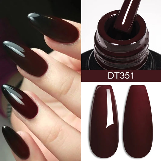 MEET ACROSS 7ml Dark Red Gel Nail Polish Nail Art Gel Burgundy Aunt Red Winter Semi-Permanent Long-Lasting Varnish Manicure