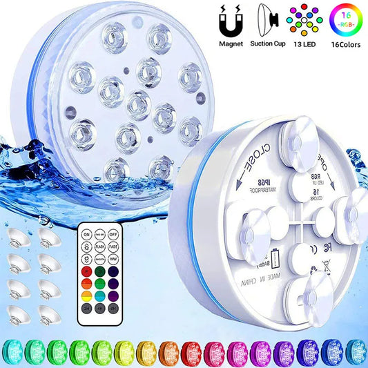 Pool Light Underwater Swimming Pool Lighting 13LEDs Updated Submersible Light IP68 Outdoor Spotlight for Aquarium Fish Tank Pond