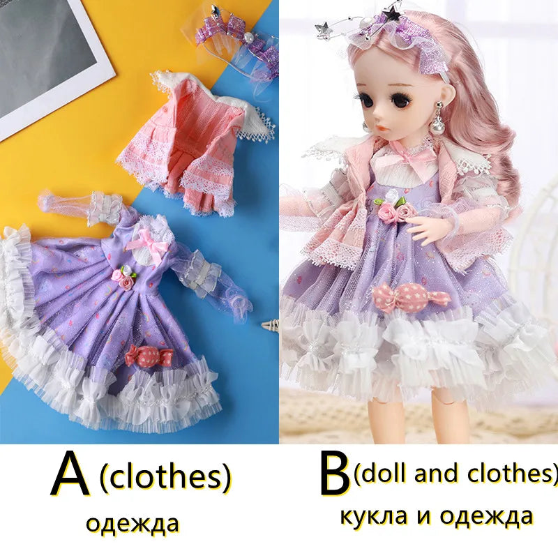 30cm Cute Princess Doll Set or Doll Clothes 21 Joints Moveable Doll Kids Girl Doll Toy Gift 1/6 Bjd Doll