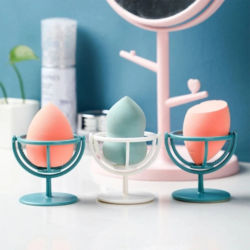 Puff Holder 360° Rotatable Wall-mounted Sponge Powder Puff Shelf White Blue Makeup Sponge Beauty Egg Holder Make Up Storage Tool