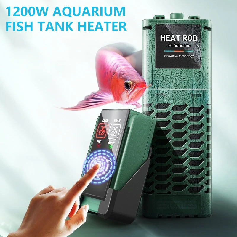 1200W Aquarium Fish Tank Heater  LED Temperature Display  Adjustable Water Heating Rod Constant Auto Temperature