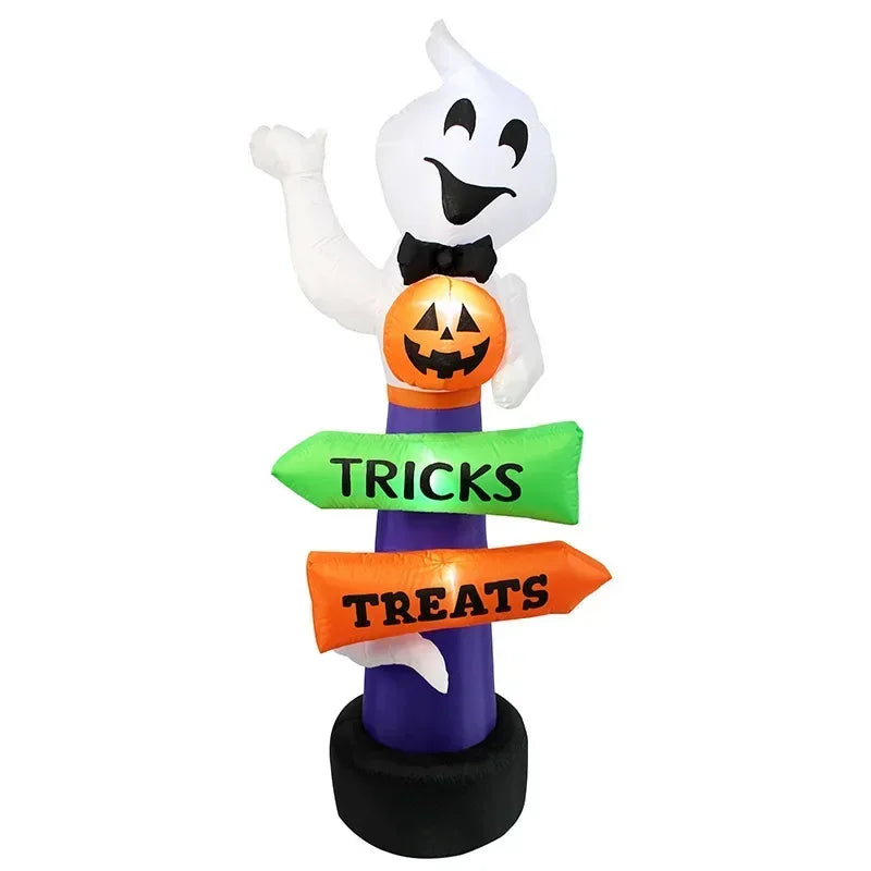 8FT Halloween Inflatables Outdoor Toys Pumpkin Ghost LED Tombstone Lighted Holiday Blow up Yard Decorations with Built-in Toys