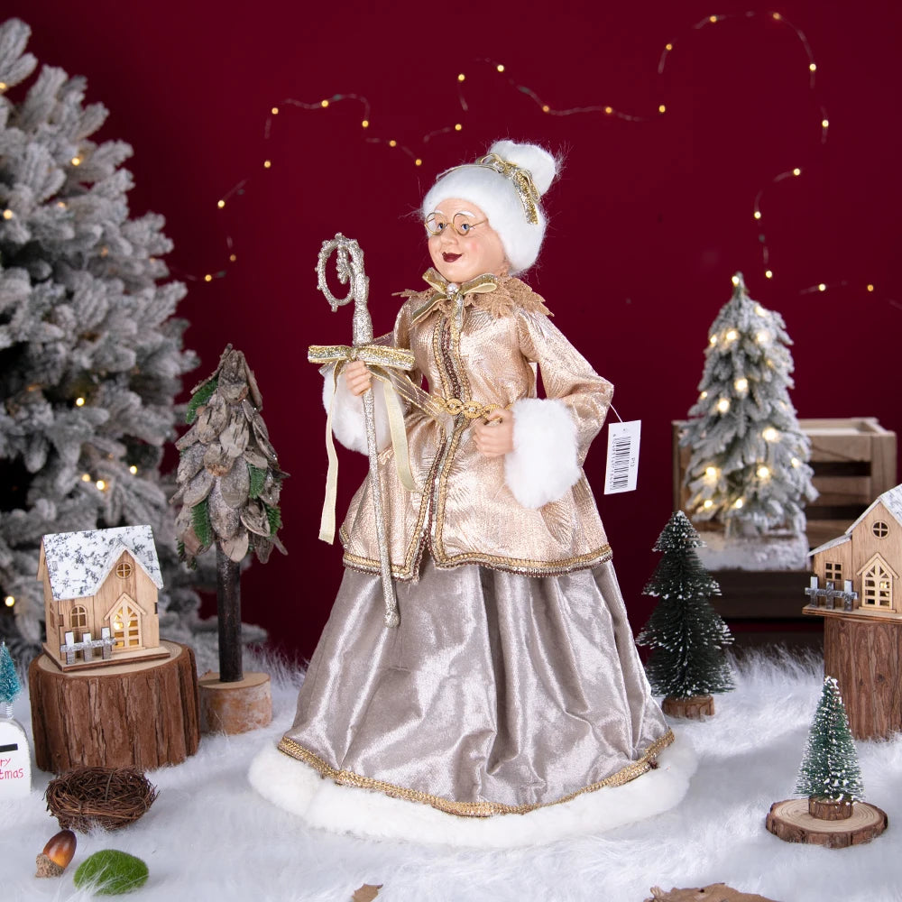 Santa Claus Granny Doll 50cm Standing Santa Claus Ornament Christmas Scene Doll Decoration 2024 Christmas Gift For Children