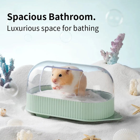 Hamster Bathroom Guinea Pig Mouse Gerbille Toilet Cage Box Transparent Bath Sand Bath Box Toy House Small Animal Cage Accessory