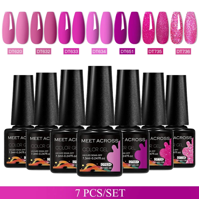 7pcs Gel Nail Polish Set For All Season 7.3ml Semi Permanent UV Gel Varnish Long Lasting Manicure Kit Soak Off Nail Supplies DIY