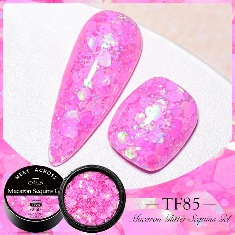 MEET ACROSS 5ml Pink Dried Flower Gel Nail Polish Natural Flower Fairy Nail Art Gel Soak Off UV LED Painting Varnishes For Nails