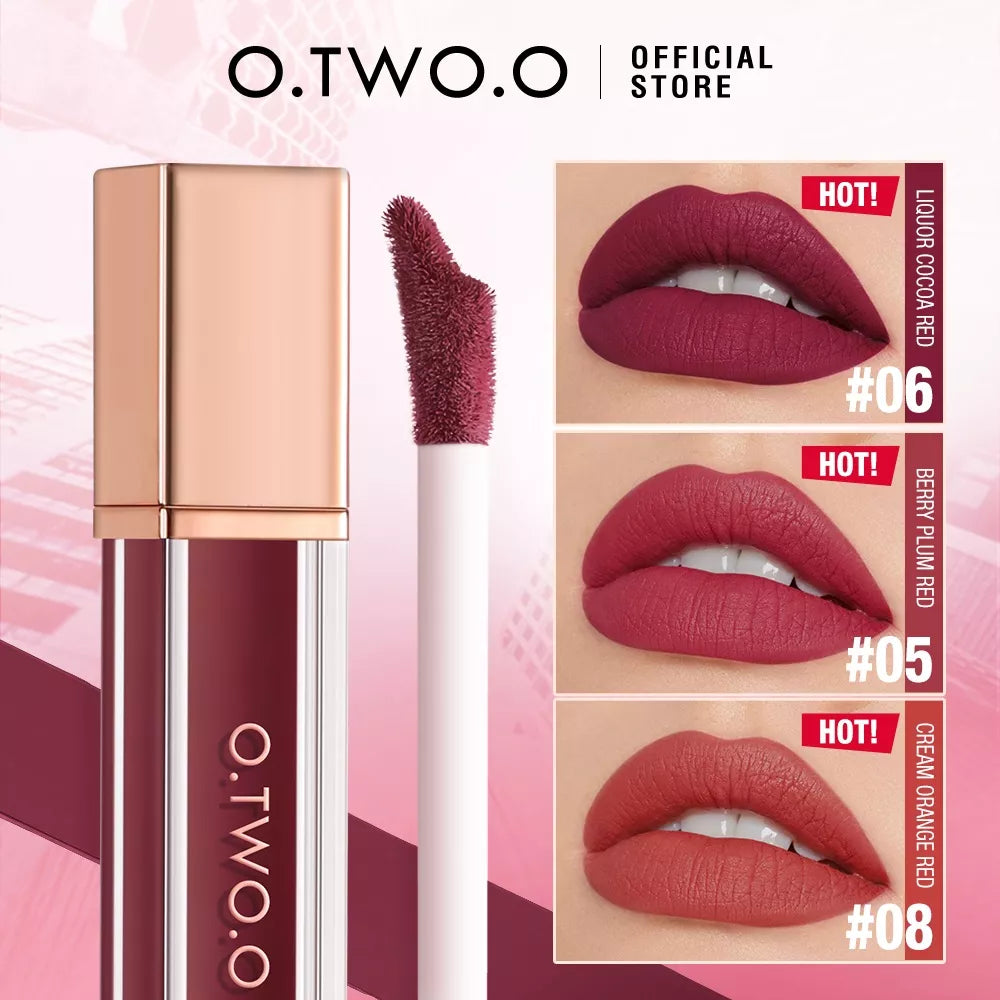 O.TWO.O Liquid Lipstick Lip Gloss 12 Colors Waterproof Lightweight Long-lasting Matte Lip Stain Lip Glaze For Women Cosmetics