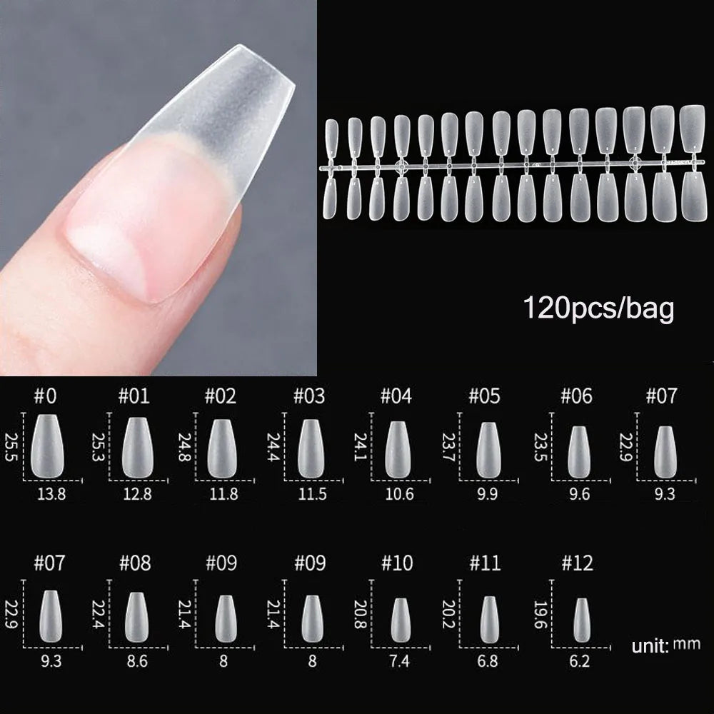 120pcs False Nails Transparent Press on Nails Coverage False Nails Tips Short T-shaped Water Drop Full Sticker For Nails