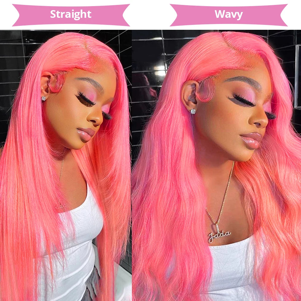 Pink 13x4 Transparent Lace Front Wig Straight Wigs For Women 613 Colored HD Lace Front Blonde Human Hair Wigs 4x4 Closure Wig