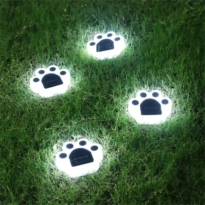 LED Solar Garden Light Outdoor Waterproof Garden Decoration Dog Cat Animal Paw Print Lights Path Lawn Lamp String Paths Light