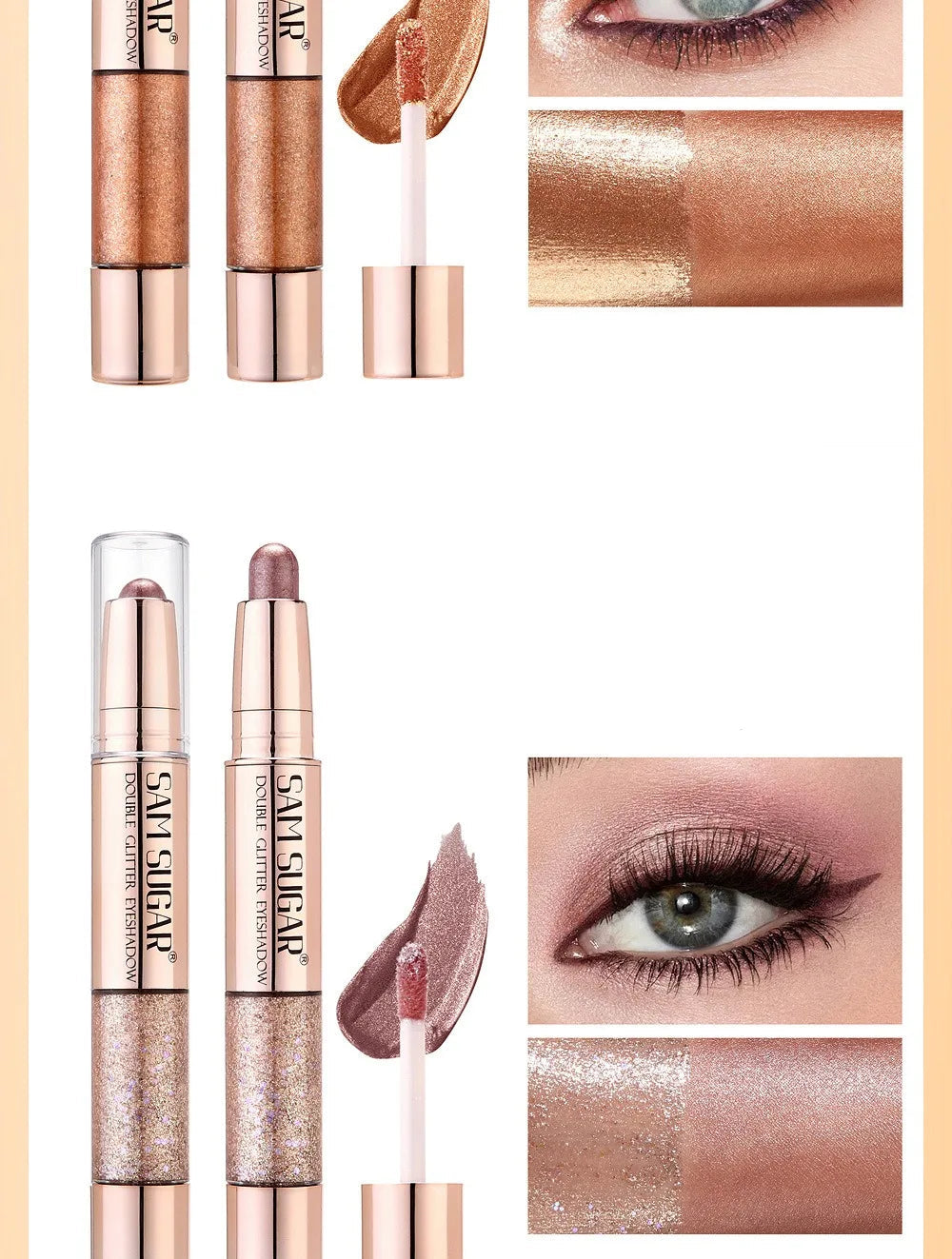 Double Head Liquid Eyeshadow Pearl Eye Shadow Contour Lying Silkworm Pen Sparking Waterproof Long Lasting Party Eye Makeup Tools