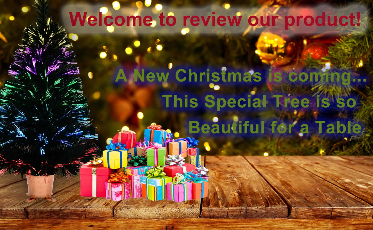 Green Pre-lit Mini Fiber Optic Tabletop Christmas Tree with 5-Layers Control LED Lights, Tabletop Xmas Table Top, 32 Inch