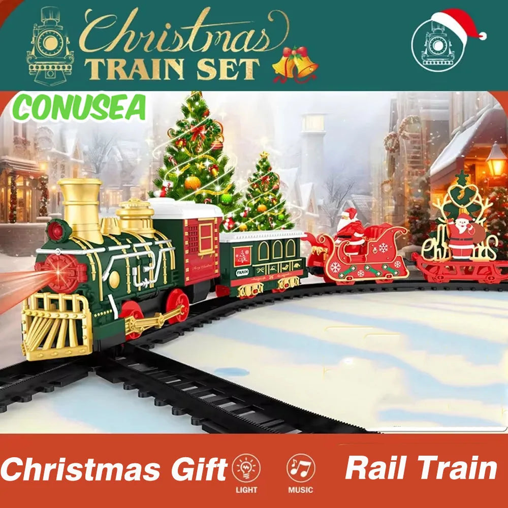 Track Cars Toys Christmas Gifts Electric Toy Train Set Children's Railway Locomotive Classic Steam Trains Car Vehicle Models Kid