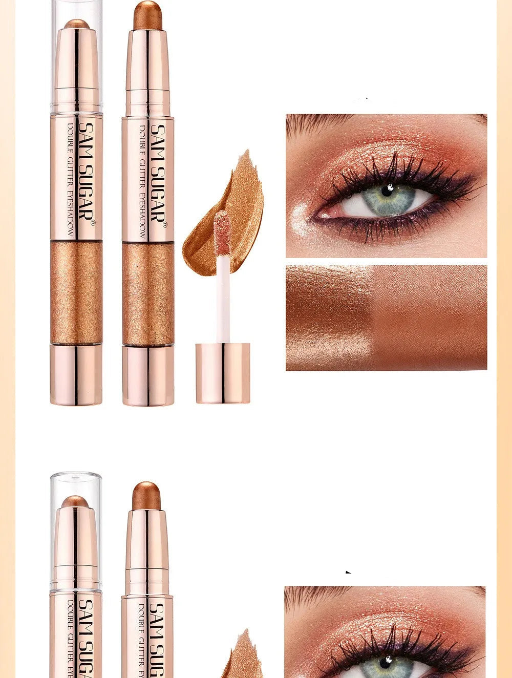 Double Head Liquid Eyeshadow Pearl Eye Shadow Contour Lying Silkworm Pen Sparking Waterproof Long Lasting Party Eye Makeup Tools