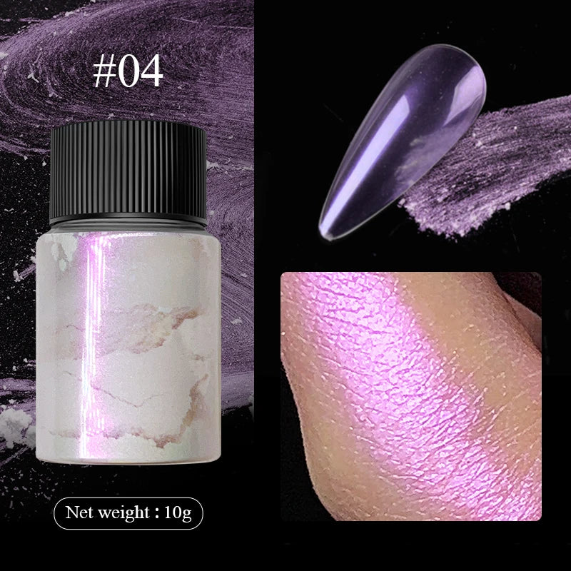 Aurora Pearl Nude Pink White Nails Glitter Dust Chrome Moonlight White Rubbing on Powder Shell Mirror Pigment Nail Art Supplies