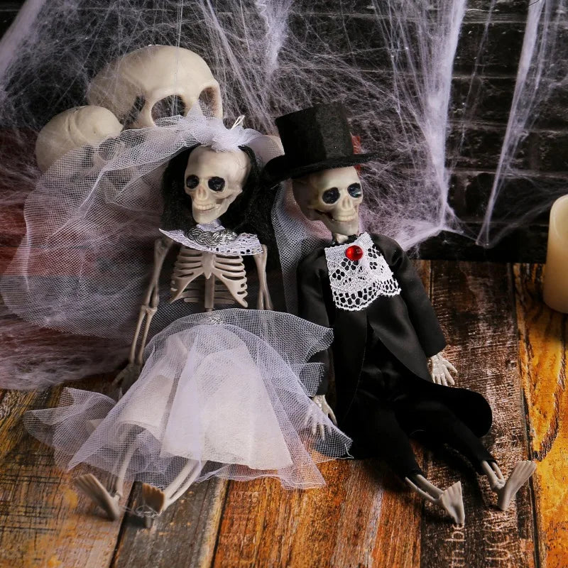 Halloween Skeleton Bride and Groom Hanging Decorations Bar Party Indoor Live Decoration Prank Haunted House Props