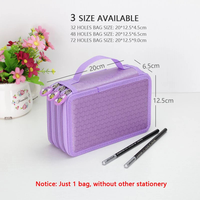 32/48/72 Holes Pencil Case for Colored Pencils Multifunction Large Capacity Art Drawing Pen Storage Bag School Stationery