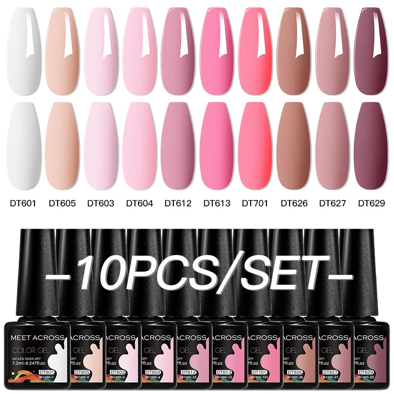 10Pcs Gel Nail Polish Set Macaron Color Semi Permanent UV Gel Varnish For Summer Long Lasting Manicure Kit Soak Off Nail Supplie