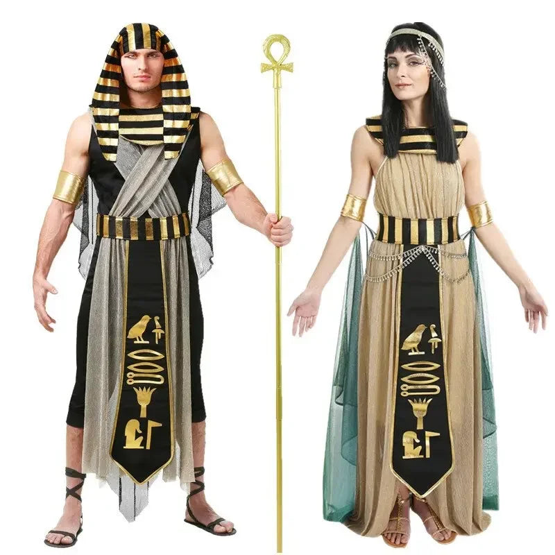 Adult Ancient Egypt Nile Pharaoh Cleopatra Costume for Women Men Couple Halloween New Year Party Fancy Dress