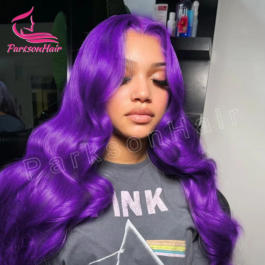 Violet Purple Color Full Lace 613 Wig 13x4  HD Transparent Lace Front Human Hair Wigs Body Wave 13x6 Lace Frontal Wig for Woman