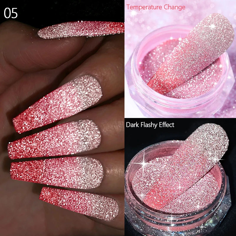 Reflective Magnetic Nail Powder Chameleon Glitter Dust Metallic Nail Art Chrome Shiny Pigment Supplies Nail Manicure Decorations