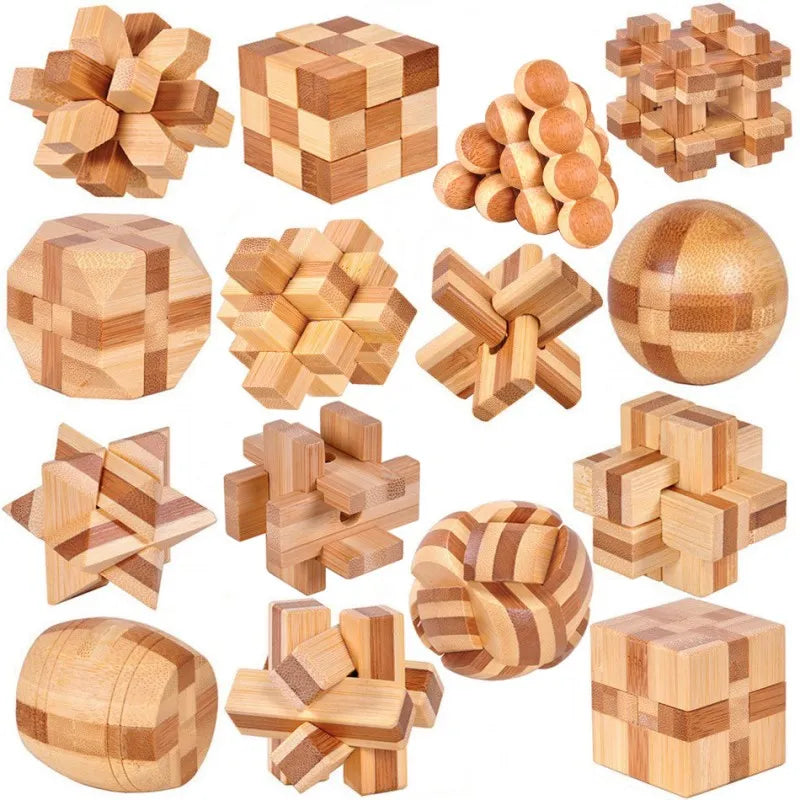 New Wooden Kong Ming Lock Lu Ban Lock IQ Brain Teaser Educational Toy Children Montessori 3D Puzzles Game Unlock Toys Kid Adult