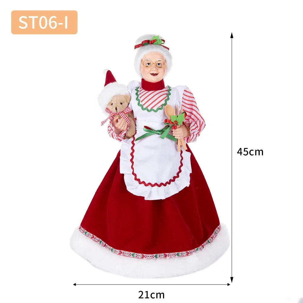 Santa Claus Granny Doll 50cm Standing Santa Claus Ornament Christmas Scene Doll Decoration 2024 Christmas Gift For Children