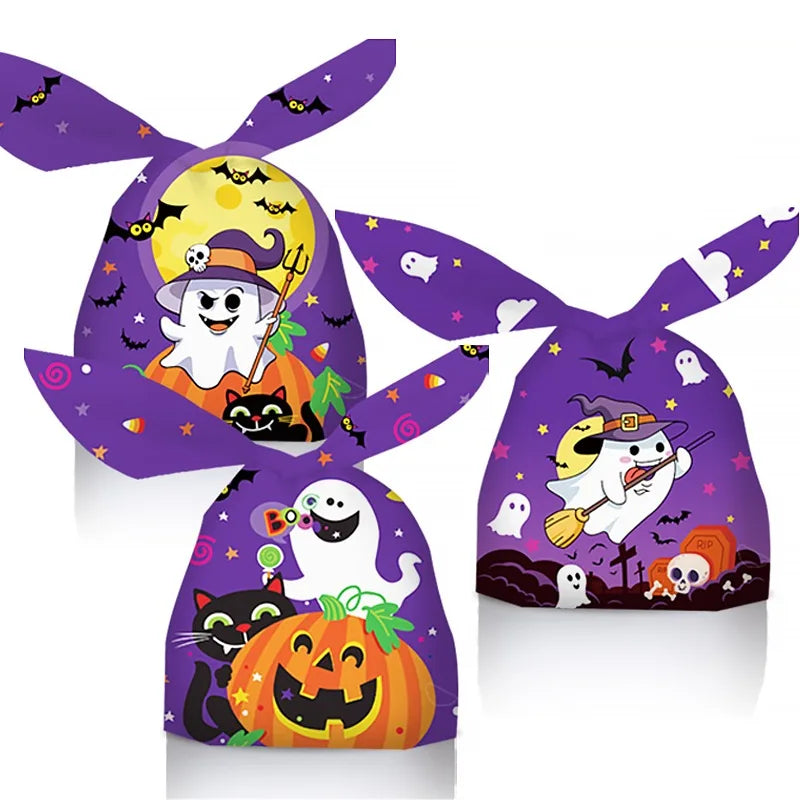 Cartoon Halloween Skull Candy Bags Rabbit Ear Plastic Packaging Pumpkin Trick or Treat Snack Gift Bag Kid Festive Party Supplies