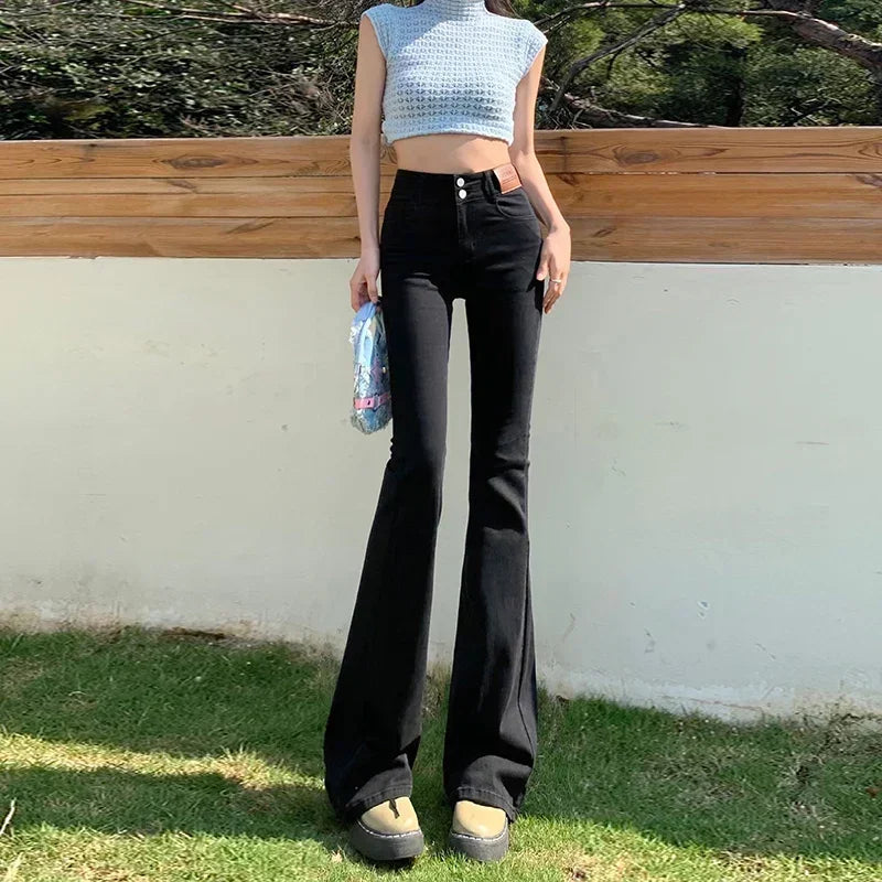 ZOENOVA Y2K 2023 Beautiful Bell Bottoms Xshape Women Full Length Jeans Wide Leg Pants Spring Vintage Style Flare Length Trousers