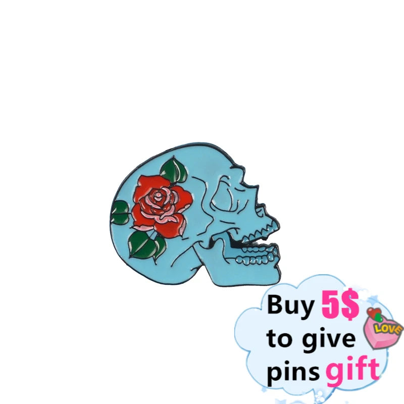 Wholesale Punk Skeleton Pins Skull Brooches Dark Lapel Pins Backpack Bag Hat Leather Jackets Fashion Accessory Gift for Friends