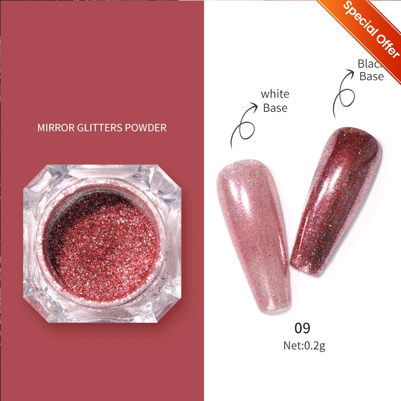 NICOLE DIARY Nail Powder Pigment Pearl White Rubbing on Nail Art Glitter Dust Chrome Aurora Manicure  Decoration DIY