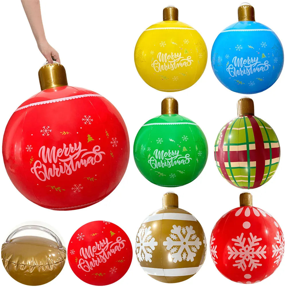 1PC Christmas Tree Decorations Balls Giant Inflatable Christmas Balls Outdoor Christmas Decorations PVC 60CM Snowman Balls