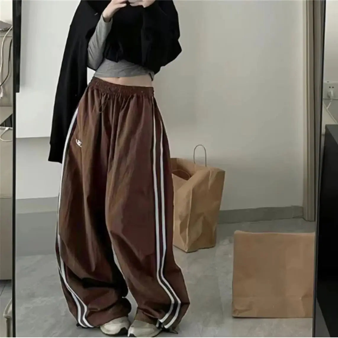 Women Y2K Vintage Cargo Pants Fashion New In Wide Leg Sweatpants Casual Drawstring Hip Hop Trousers Casual Baggy Streetwear Chic