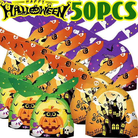 Cartoon Halloween Skull Candy Bags Rabbit Ear Plastic Packaging Pumpkin Trick or Treat Snack Gift Bag Kid Festive Party Supplies