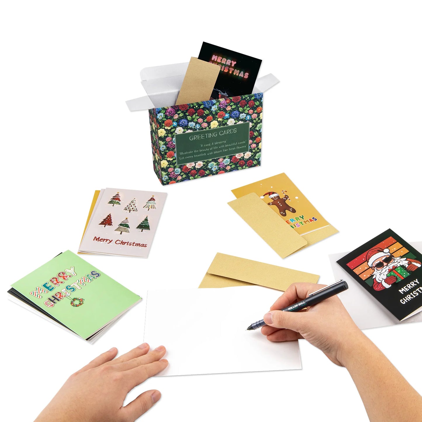 24 Pcs 6x4 inch Christmas Greeting Cards with Envelopes New Year Card Packed in Box