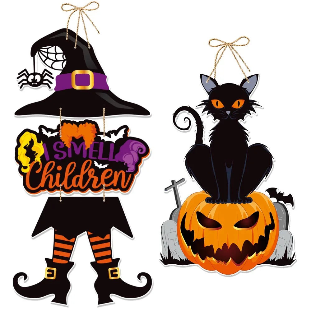 2024 Halloween Party Decors Pumpkin Ghost Bat Door Hanging Pendents Happy Halloween Ghost Festival Party Decorations for Home