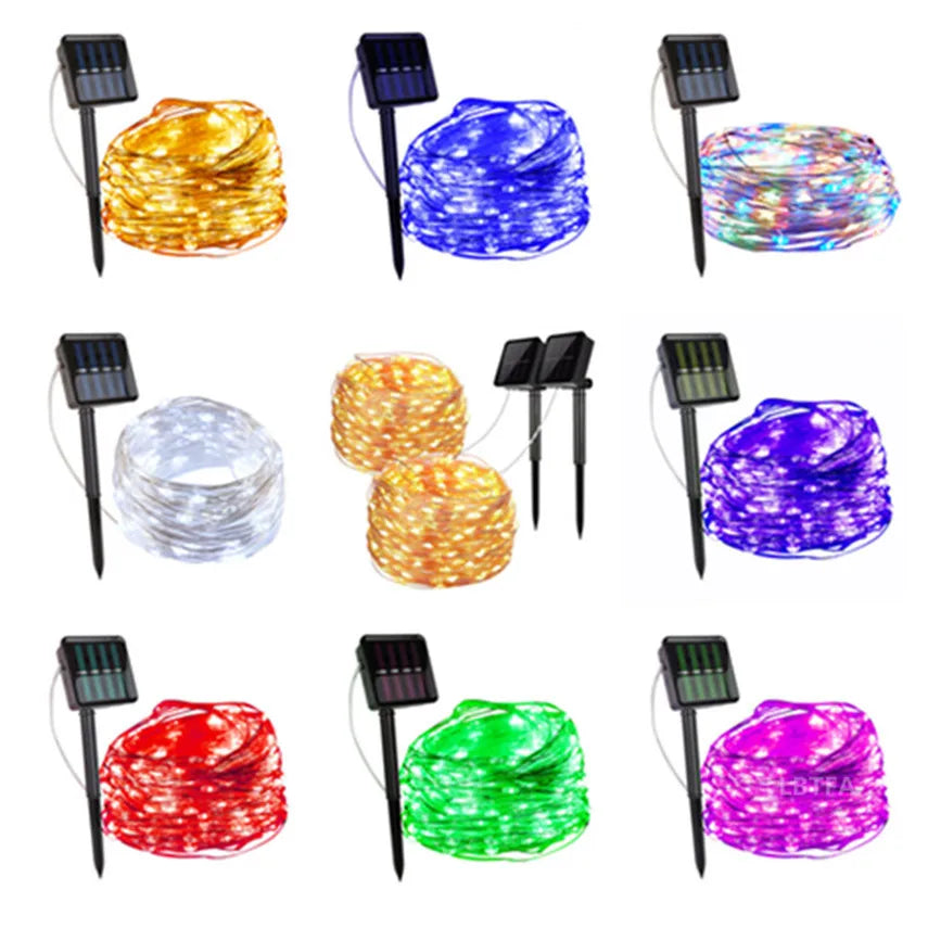 12m 100LED / 5M 50 LED Solar String Fairy Lights Waterproof Outdoor Garland Solar Power Lamp Christmas for Garden Decoration