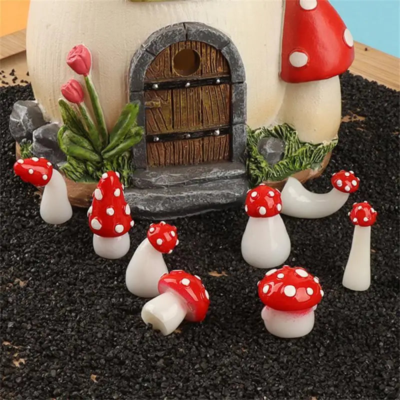 Mini Luminous Mushroom Home Decor Moss Landscape Ornaments Glowing Potted Ornament Miniature Gardening Fairy Garden