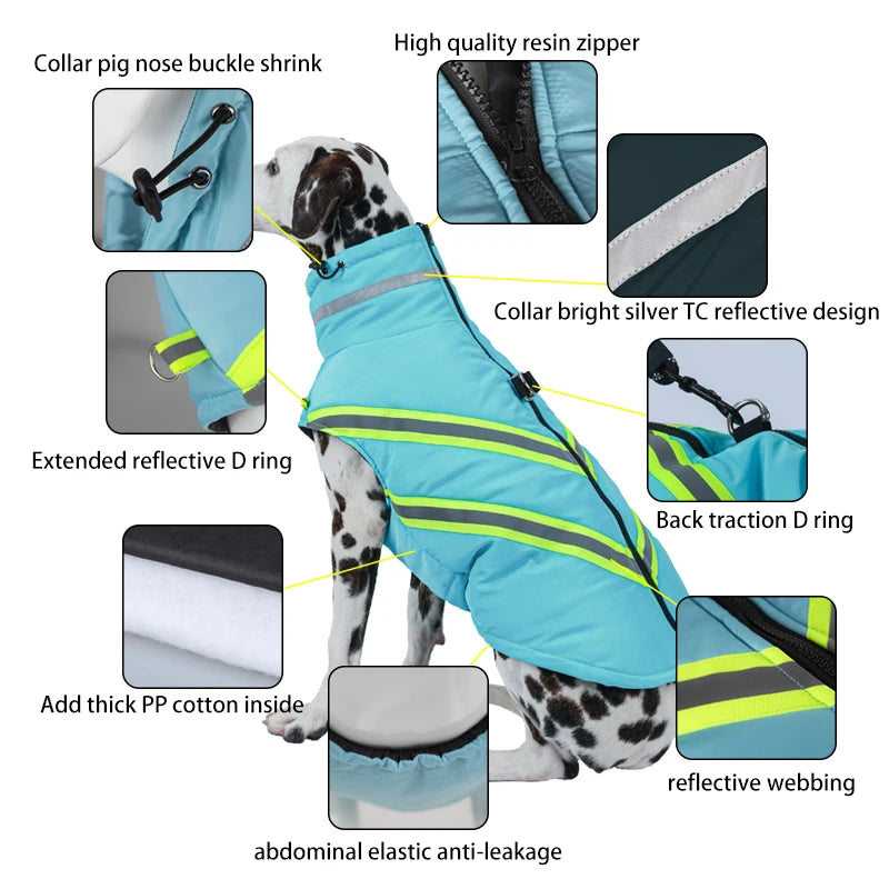 Winter Dog Clothes Waterproof Warm Pet Dog Cotton Jacket Small Large Dog Turtleneck Coat French Bulldog Greyhound Clothing