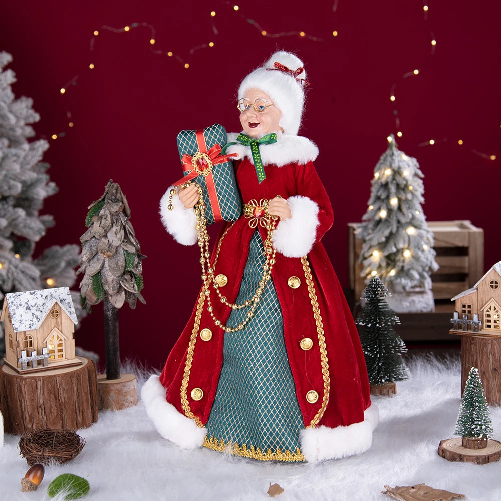 Santa Claus Granny Doll 50cm Standing Santa Claus Ornament Christmas Scene Doll Decoration 2024 Christmas Gift For Children