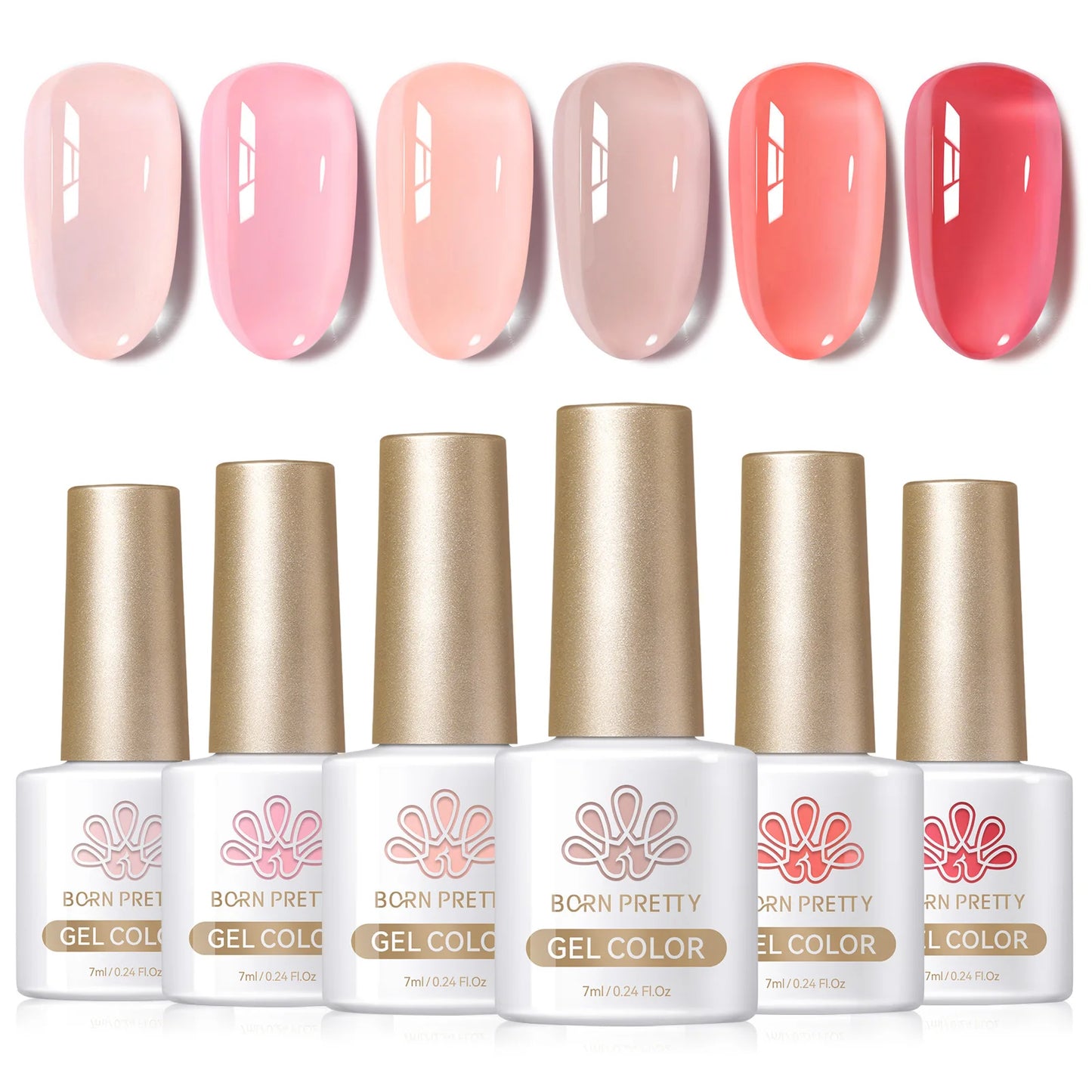 BORN PRETTY Nail Gel Polish Kit Red Brown Nude Pink Color Collection Varnis Semi-transparent Nude Natural Nail Manicure Set 6Pcs