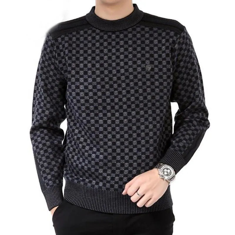 Fashion O-Neck Knitted Spliced All-match Lattice Sweater Men's Clothing 2023 Autumn New Casual Pullovers Long Sleeve Korean Tops