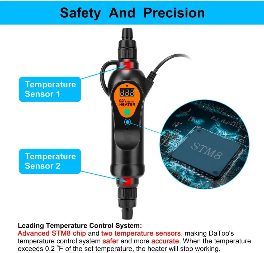 Aquarium Fish Tank Adjustable Temperature External Heater LED Digital Adjustable Heating Rod Constant Temperature Control Temp