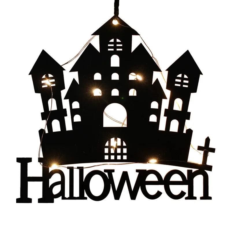 10LED Halloween Hanging Castle Witch Ghost Spider Web Luminous Charm Halloween Party Horror Props Indoor and Outdoor Decoration