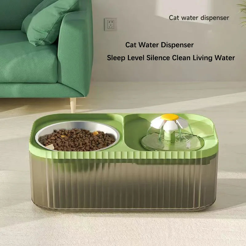 Pet Fountain Drinking Bowl 2 in 1 Automatic Recirculating Food Bowl with Filter Indoor Feeder and Drinker for Dogs and Cats