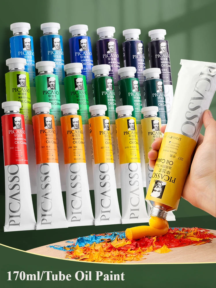 170ml LargeTubes Oil Paint Non-Toxic Excellent Tinting Strength, Mixable for Canvas Painting Artist Beginners DIY Art Supplies