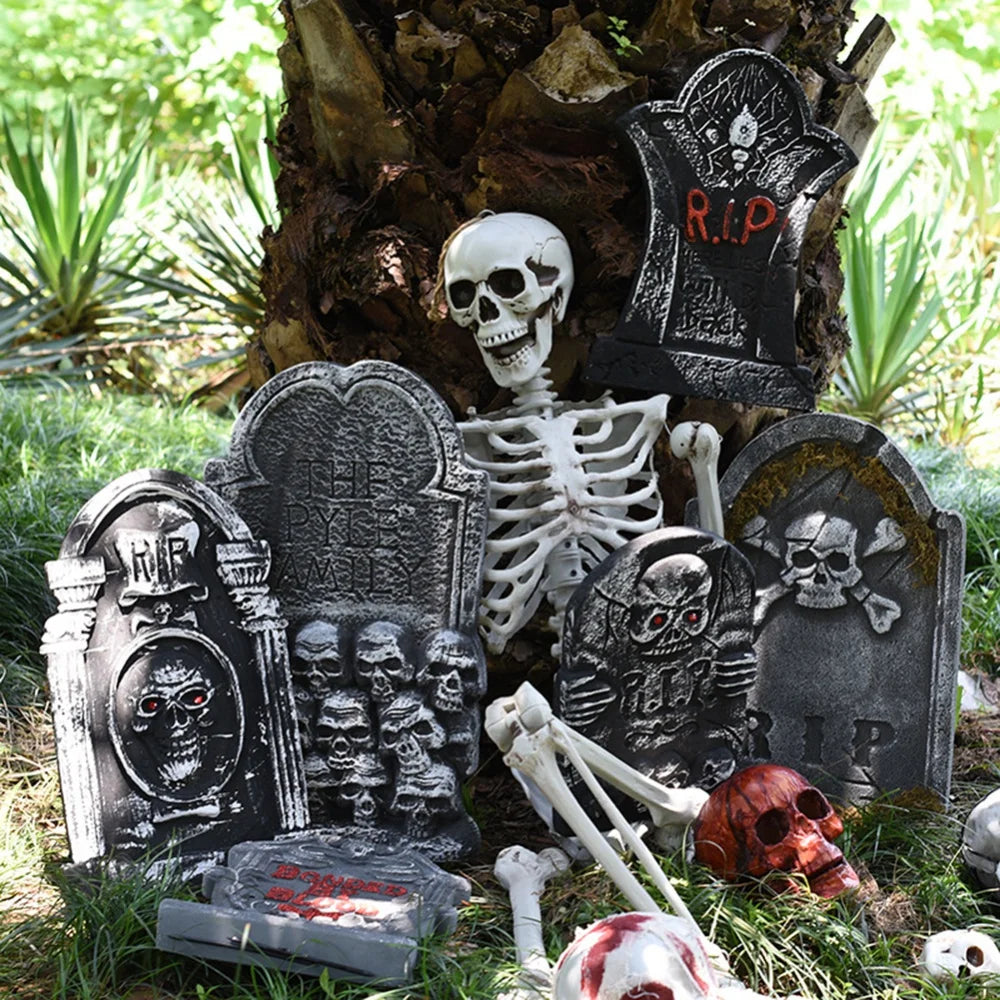 1PCS Halloween Foam RIP Graveyard Tombstone Decor Skeleton Tomb Haunted House Party Prank Prop Yard Outdoor Home Decorations