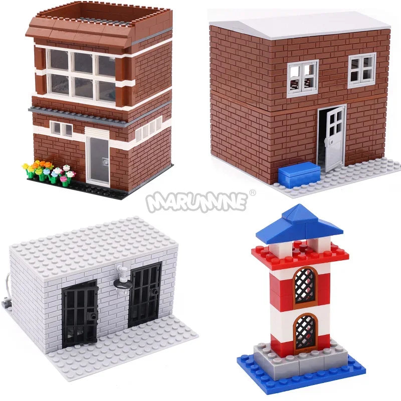 Marumine MOC Bricks Door Frame Window Glass Building Blocks City House Parts Compatible with 60616 60623 60592 6060160603 60594