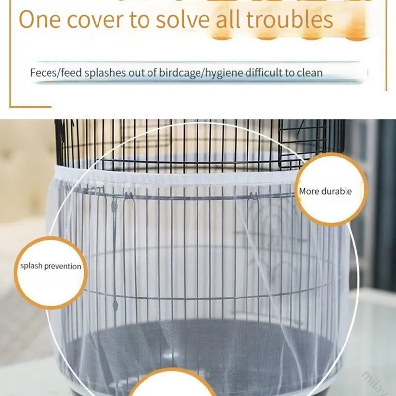 Nylon Mesh Bird Parrot Cover Nylon Breathable Mesh Bird Cage Protection Bird Parrot Cover Soft And Easy Catcher Clean Supplies