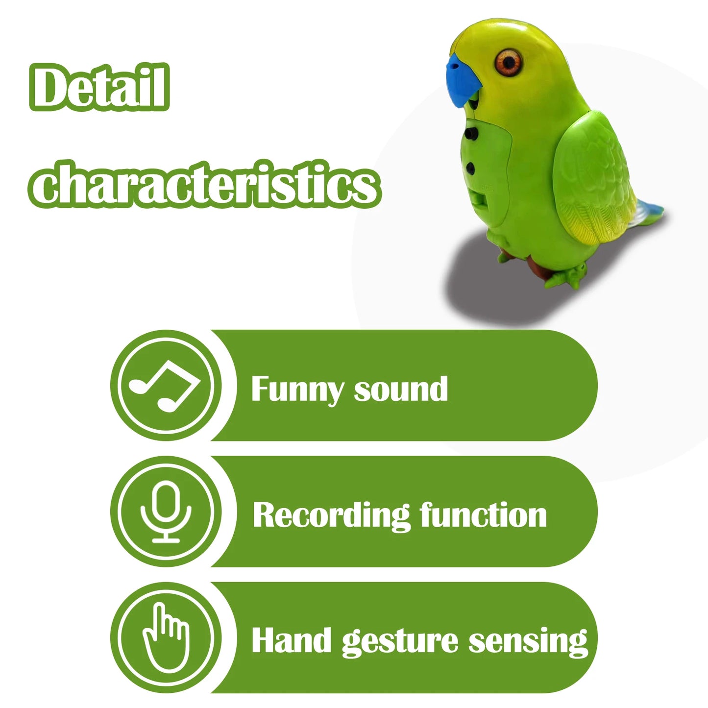 Funny Children's Toys Electric Parrot Hand Gesture Sensing Pet Birds Talking Walking Singing Toys Birthday Gift for Girls Boys